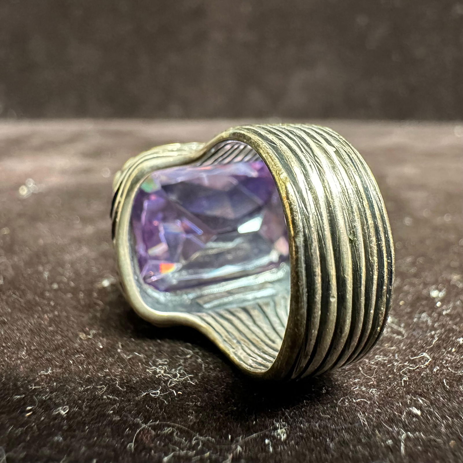 Silpada Lavender Fields Sterling Silver Large Amethyst Statement Ring - 8