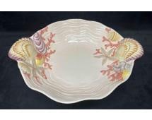 Fitz & Floyd Coral Shells Hand Painted Large Bowl: This lot contains a Fitz & Floyd Coral Shells Hand Painted Large Bowl. It is approx. 17" x 13 1/4" x 3 1/2". Total weight is approx 2.4lbs. Overall the Fitz and Floyd Large bowl is in excellent p