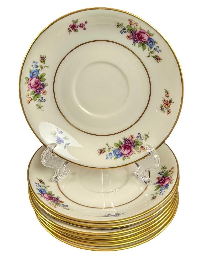 8 Vintage Retired Lenox Rose Saucers: 8 Vintage Retired Lenox Rose Saucers. The "Lenox Rose" series of fine china was released by Lenox from 1934 to 1977. The saucers are approx 5 5/8" and together they weigh 2.14lbs. Please note, th