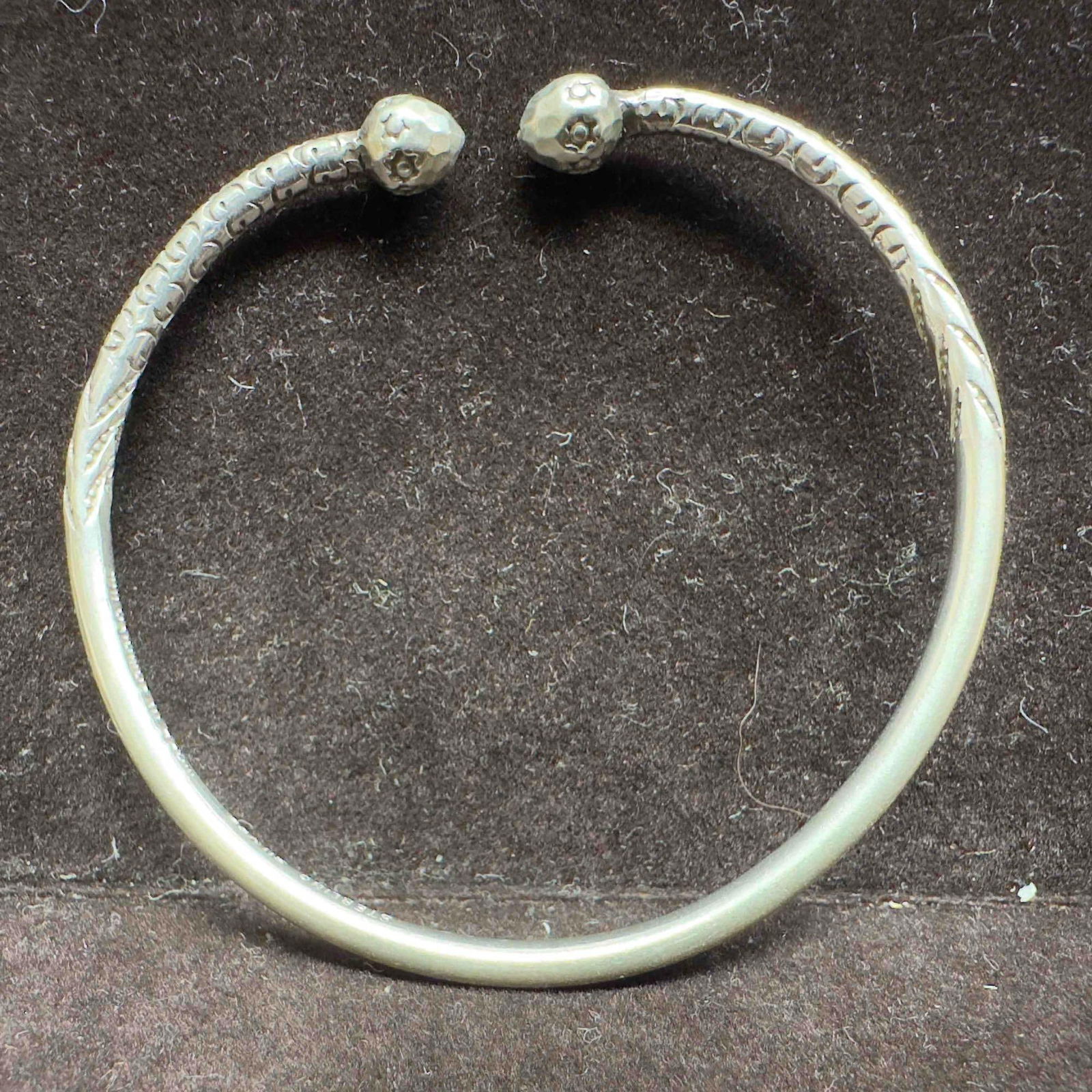 Calypso Style Sterling Silver 925 Solid Ball Point Bangle Bracelet - 5