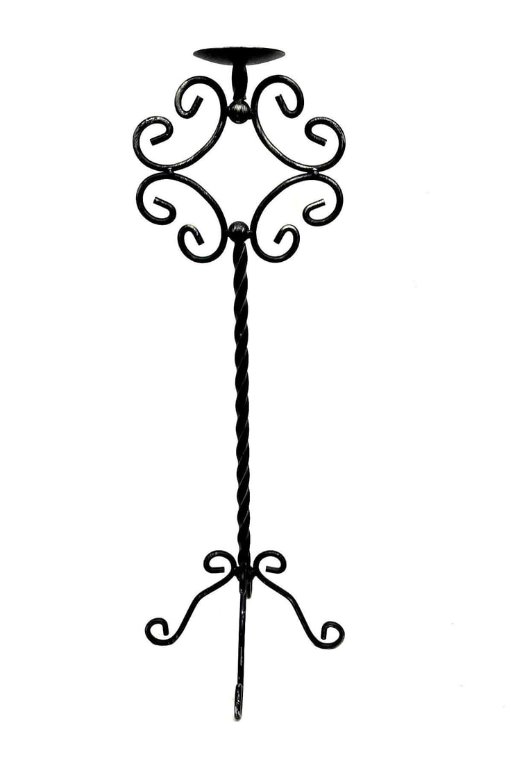 Black Wrought Iron Floor Candle Holder (1 of 5)