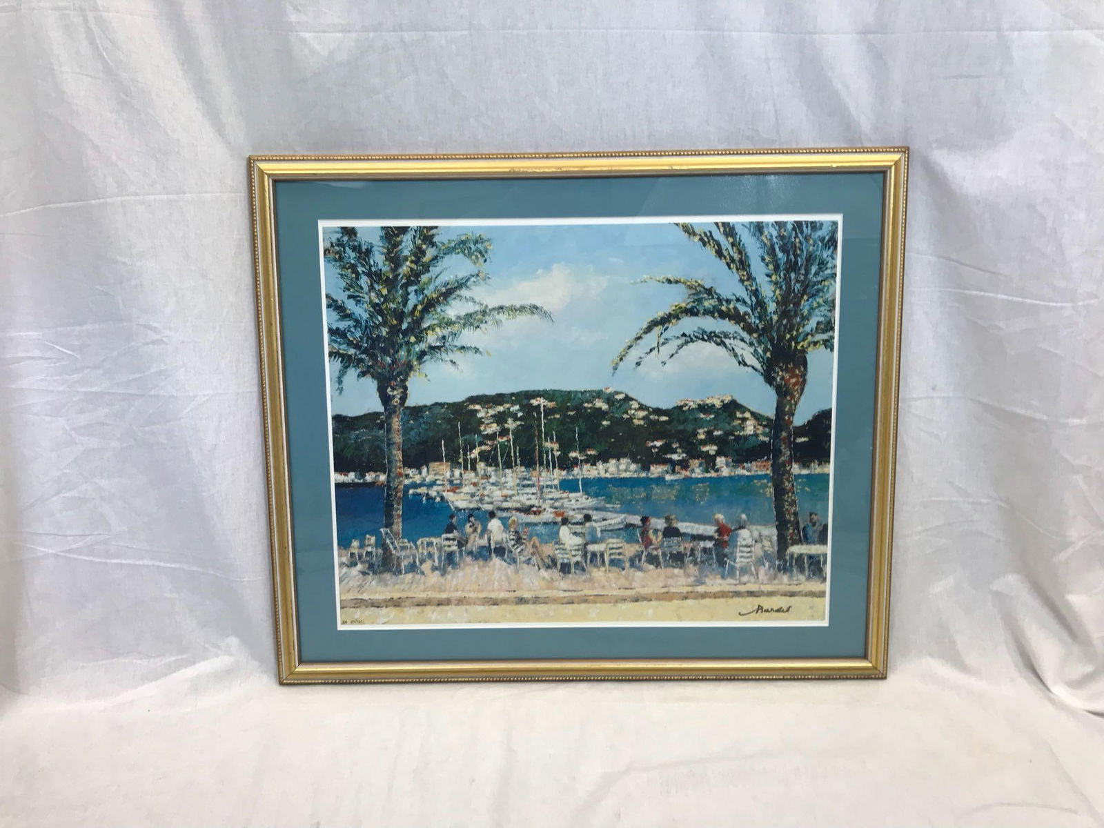 Framed Serigraph Print Harbor Scene, Numbered - 2