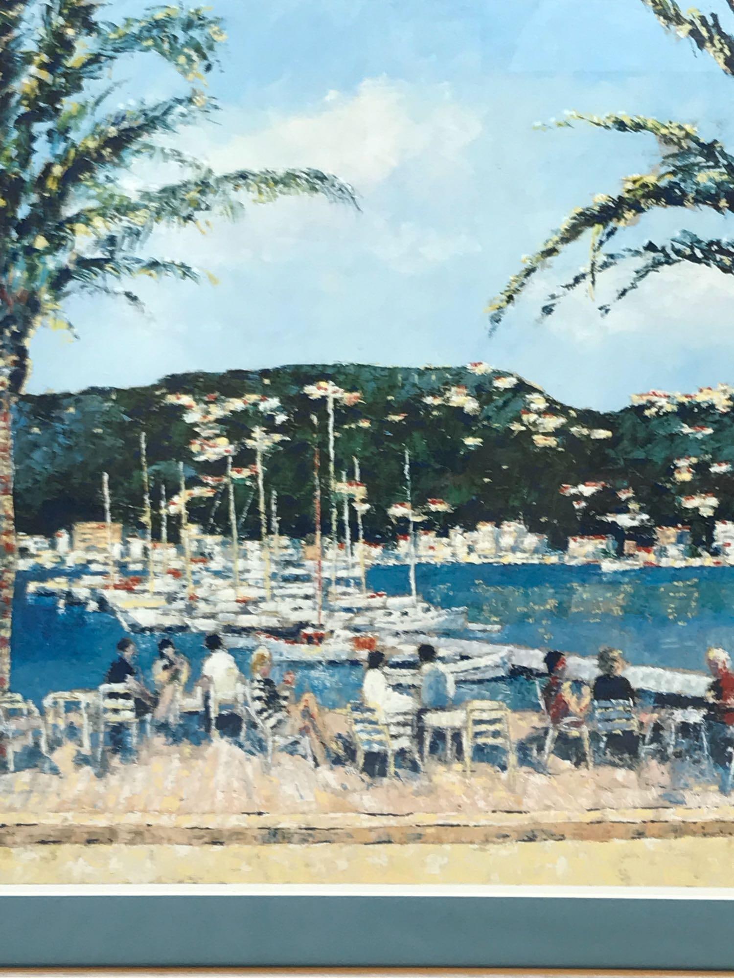 Framed Serigraph Print Harbor Scene, Numbered - 5