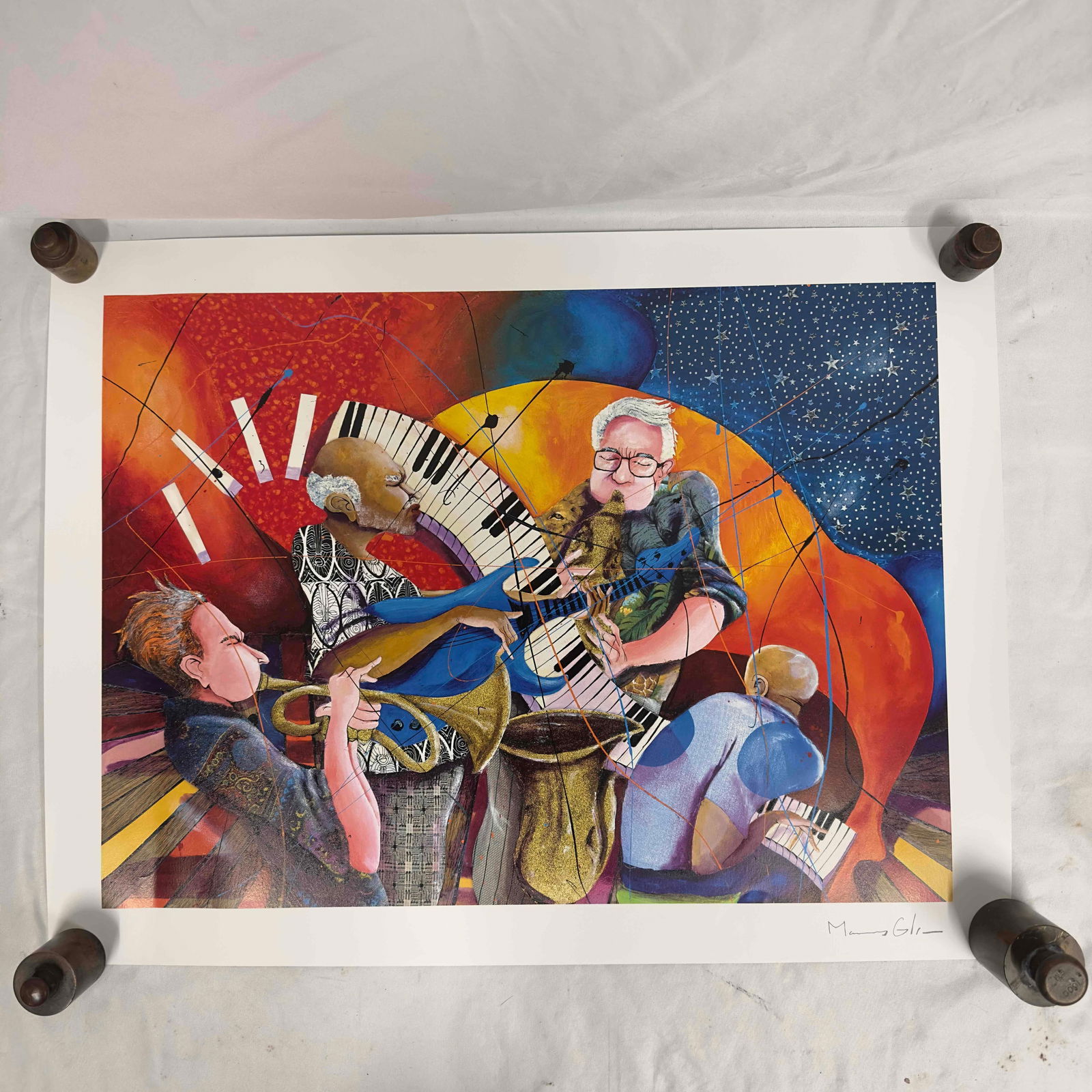 Marcus Glenn It's Poppin' Baby, Can You Feel It Seriolithograph Color on Wove Paper: Marcus Glenn It's Poppin' Baby, Can You Feel It Seriolithograph Color on Wove Paper. Seriolithograph in color on wove paper. Signed in the plate. Light noticeable creases. Includes original Pa