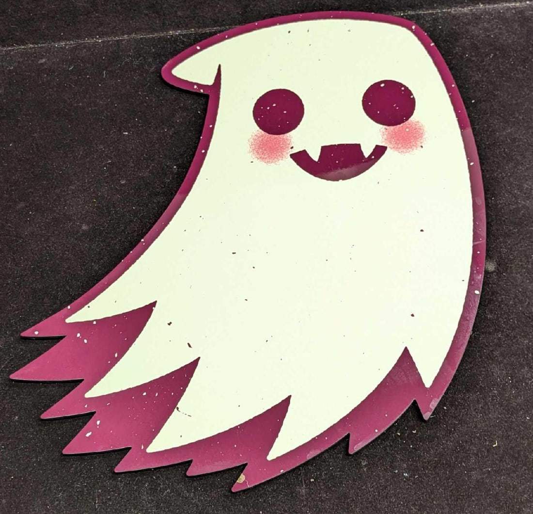 Terribly Odd Ghostie Cut Out: Terribly Odd Ghostie Cut Out. This is approx 9" x 13" and it weighs 0.43lb. Has a chip on the bottom right. Please se the images as they are part of the description. Please note, this was not signed b