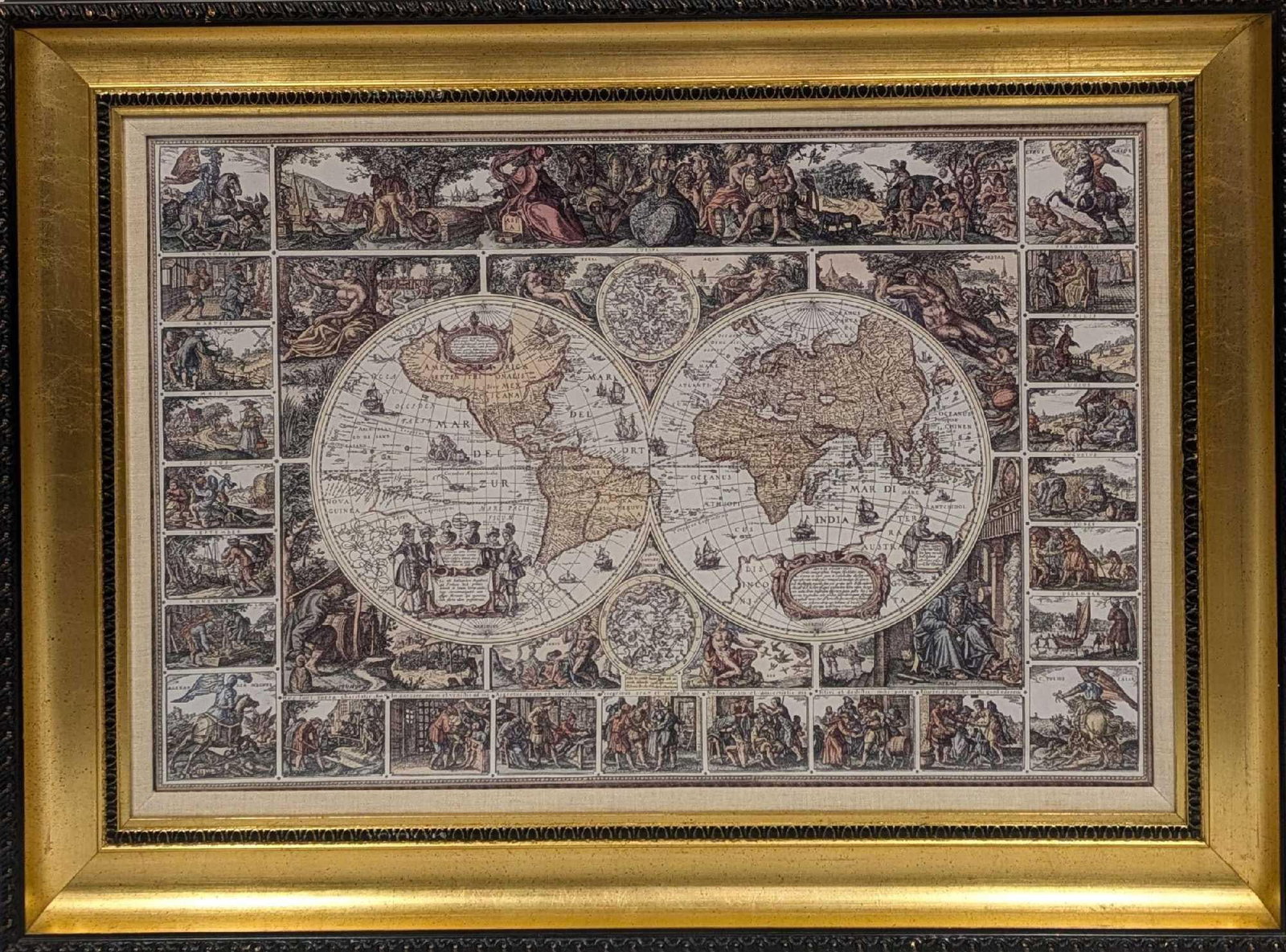 Framed Vintage Style Visscher Commander Repro Map (1 of 6)