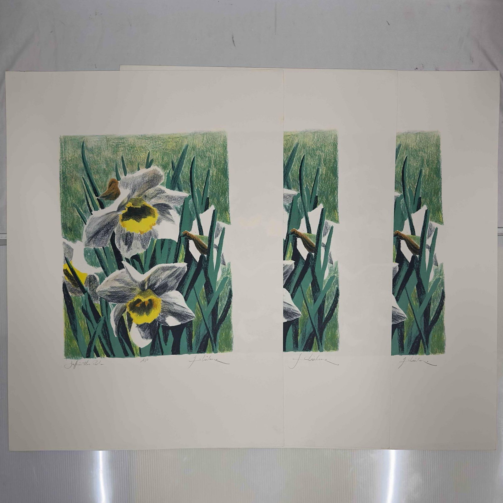 Daffodil in the Park Wilcox Artist Proof AP Serigraph Lot of Three 3 Serigraphs - 9
