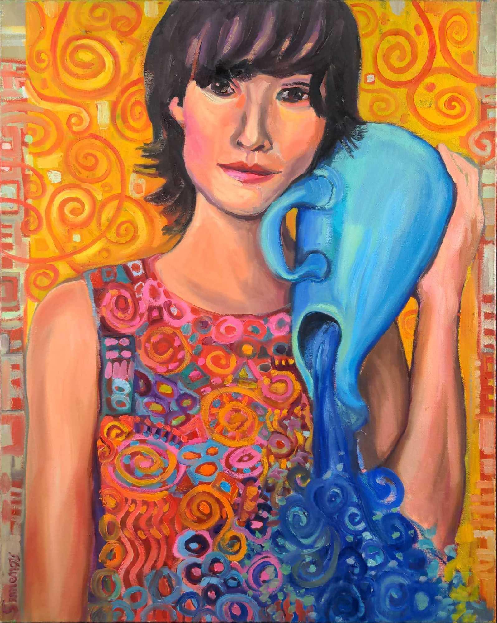 Original Oil On Canvas Gena Semenov Aquarius X1: Original oil on canvas of a woman pouring out a bottle of water. This is called 'Aquarius Rising'. Aquarius is the eleventh astrological sign in the Zodiac, originating from the constellation Aq