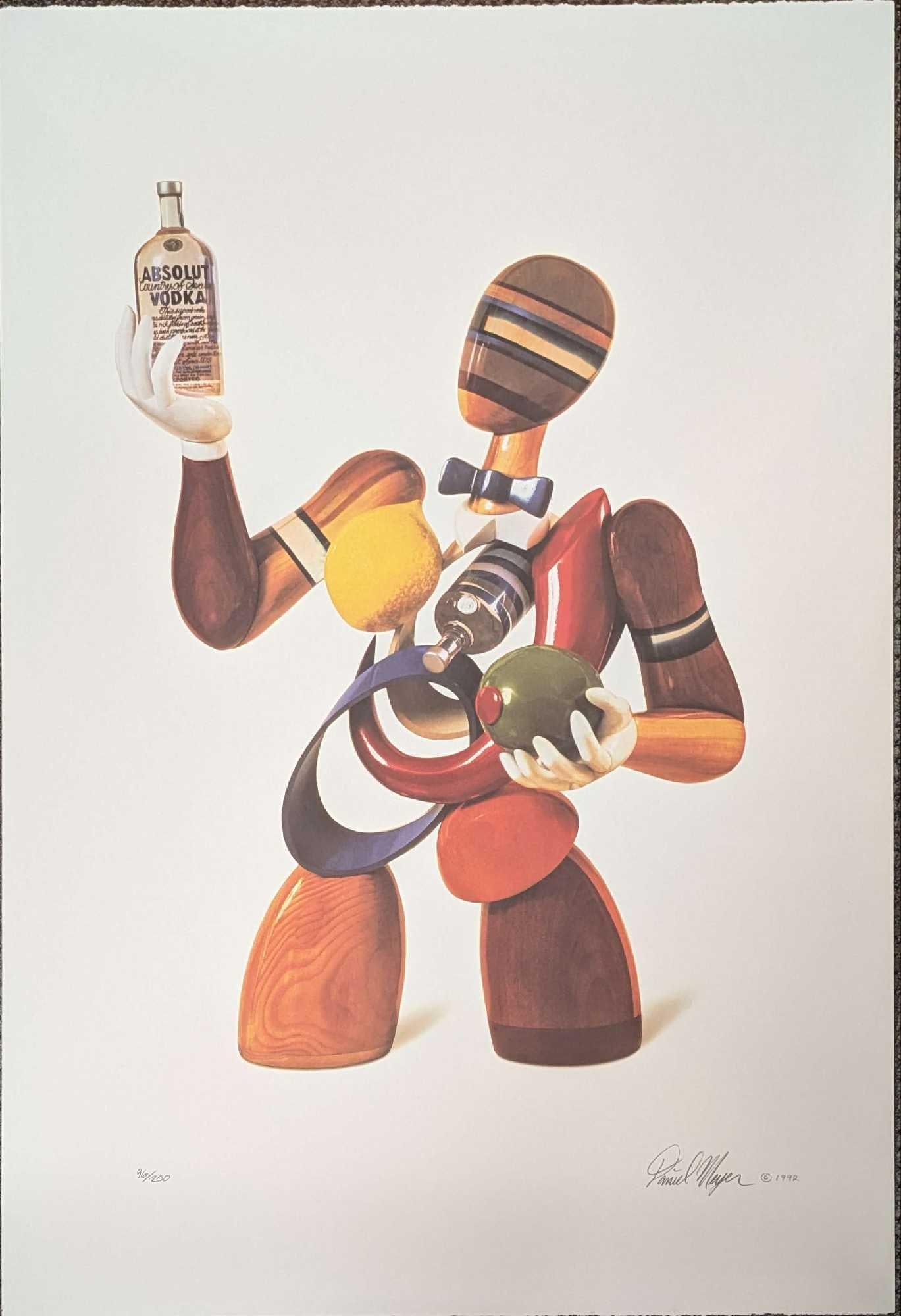 S&N Absolut Vodka Daniel Meyer Print #96: S&N Absolut Vodka Daniel Meyer Print #95. This is approx 26" x 39" and it weighs 0.38lb. This is #96 out of #200. Dan Meyer is a native of Chicago who attended the Art Institute of Chicag