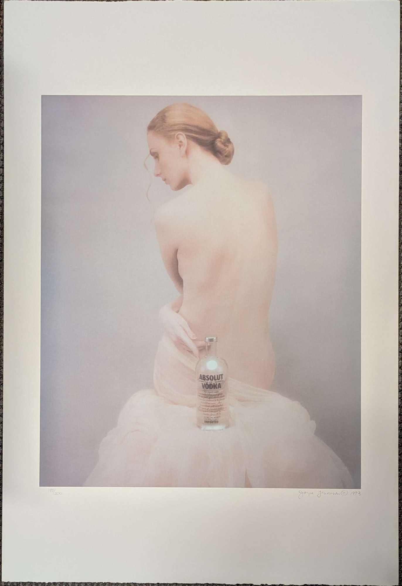 S&N Absolut Vodka - Absolut Joyce Tenneson Print #197: S&N Absolut Vodka - Absolut Joyce Tenneson Print #197. This lithograph is #197 out of #200. The print is approx 26" x 39" and it weighs 0.18lb. There is a very small rip on the bottom righ