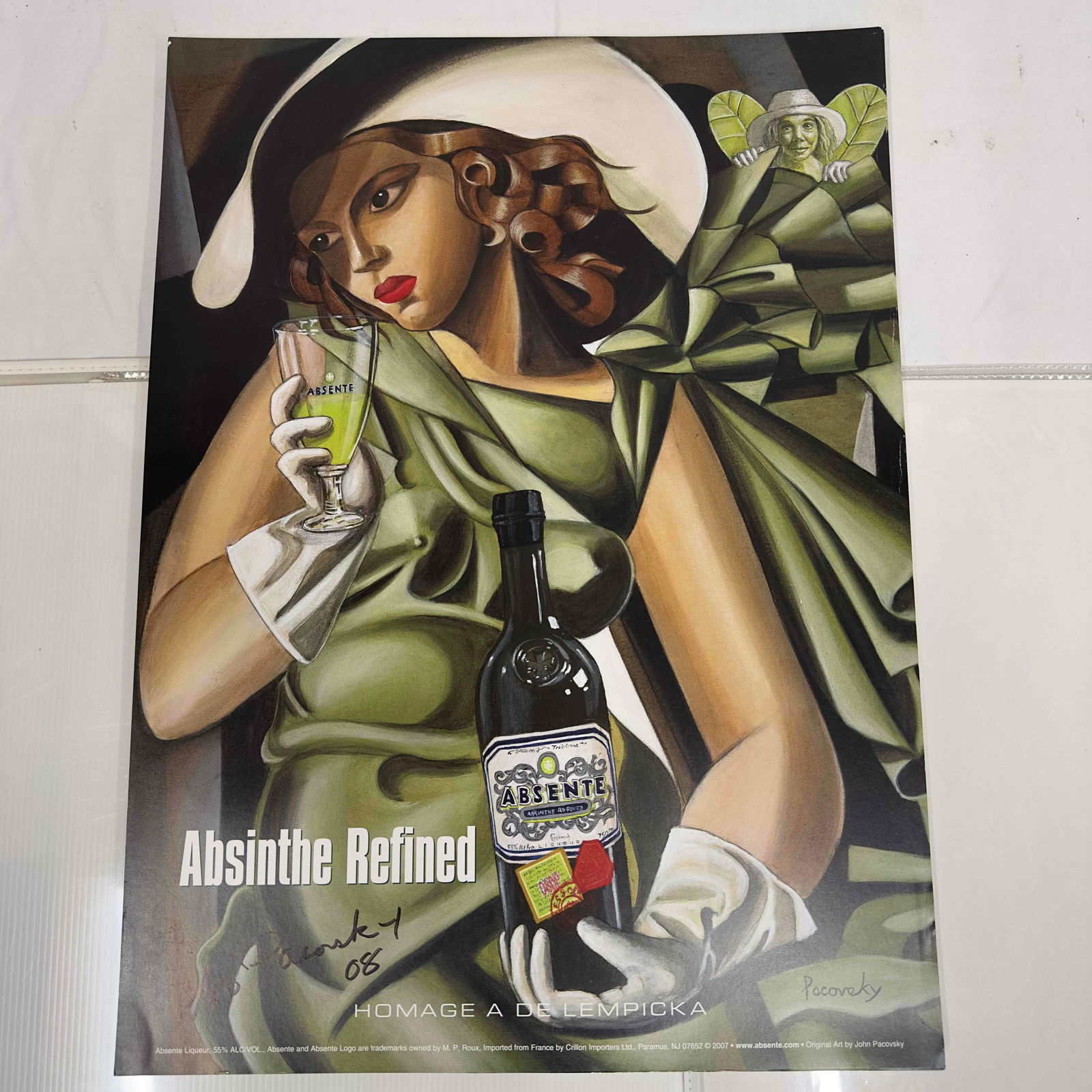 Absinthe Refined Ad Poster Homage A De Lempicka??????? by John Pacovsky Hand Signed: Absinthe Refined Ad Poster Homage A De Lempicka by John Pacovsky Hand Signed and Numbered 47. This set includes forty seven (47) hand signed and numbered posters by John Pacovsky. Limited Edition 50,