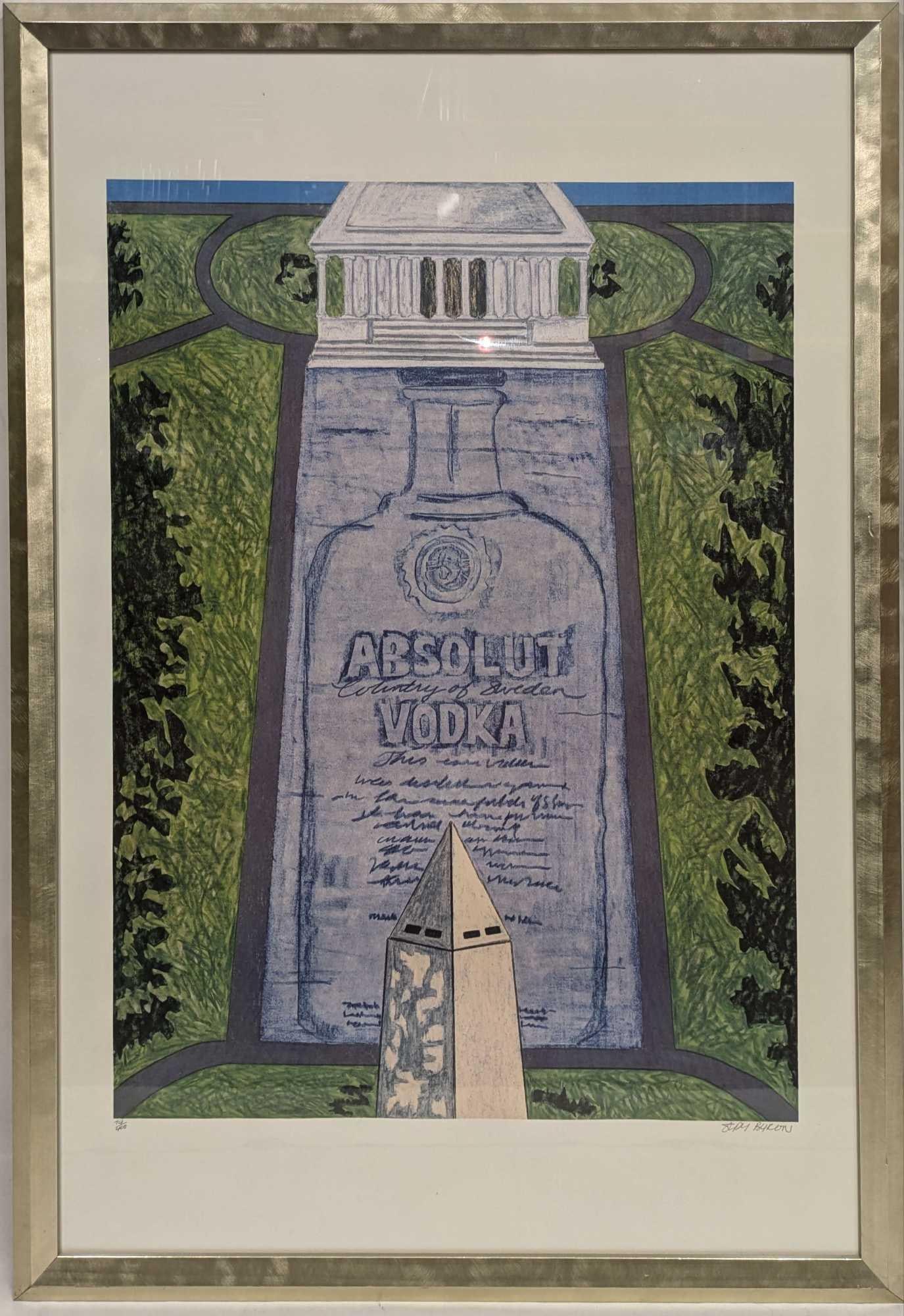 S&N Absolut Statehood: Washington D.C. Judy Byron Print: S&N Absolut Statehood: Washington D.C. Judy Byron Print. This lithograph is #74 out of #400. This framed print is approx 28 1/2" x 1" x 41" and it weighs 11.20lbs. The frame has small