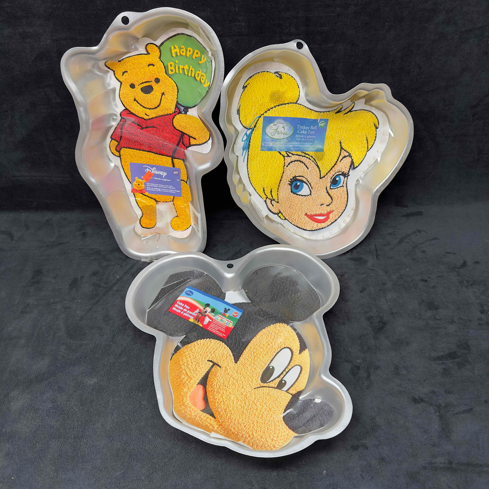 Disney Wilton Cake Pan Set Mickey Mouse Tinker Bell Winnie The Pooh Lot of Three Pans (1 of 6)