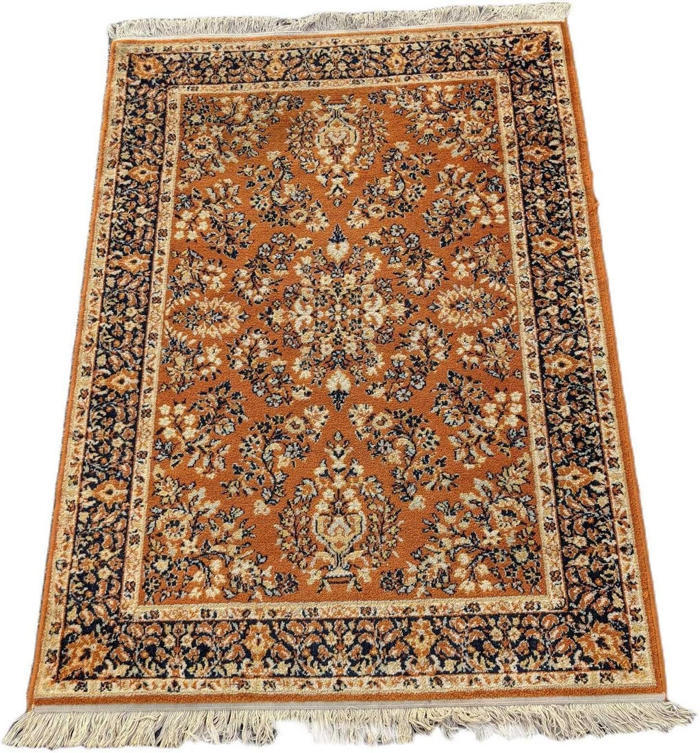 Capel American Classics Cognac Wool 4x5 Rug: Capel American Classics Cognac Wool 4x5 Rug. The rug is in a good, used condition with light wear. Please see the images as they are part of the description. The rug (in inches) is approx 46 1/2" x 65