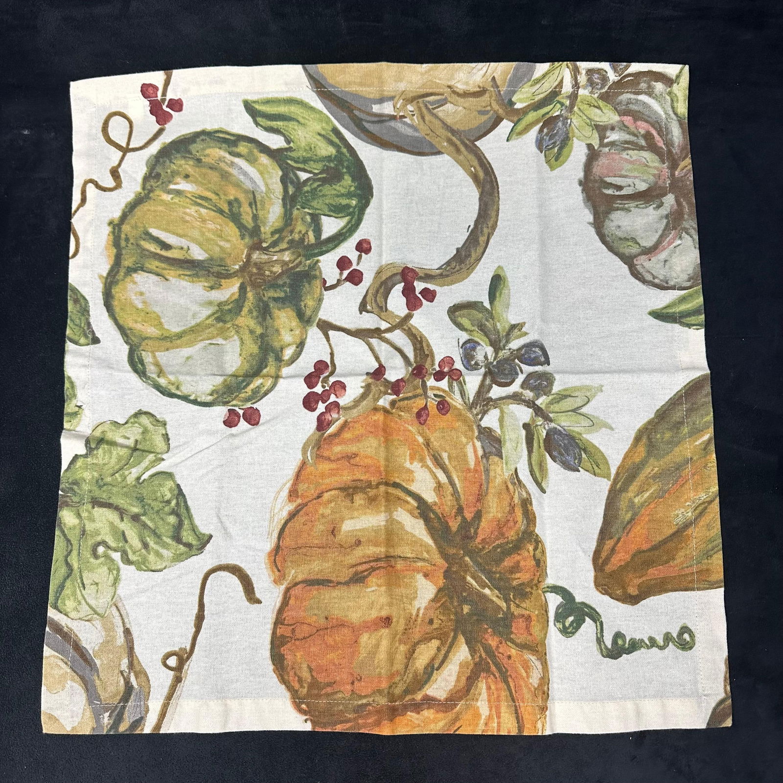 Pottery Barn Fall Harvest Placemats and Table Runners Pumpkin Pattern Set - 6
