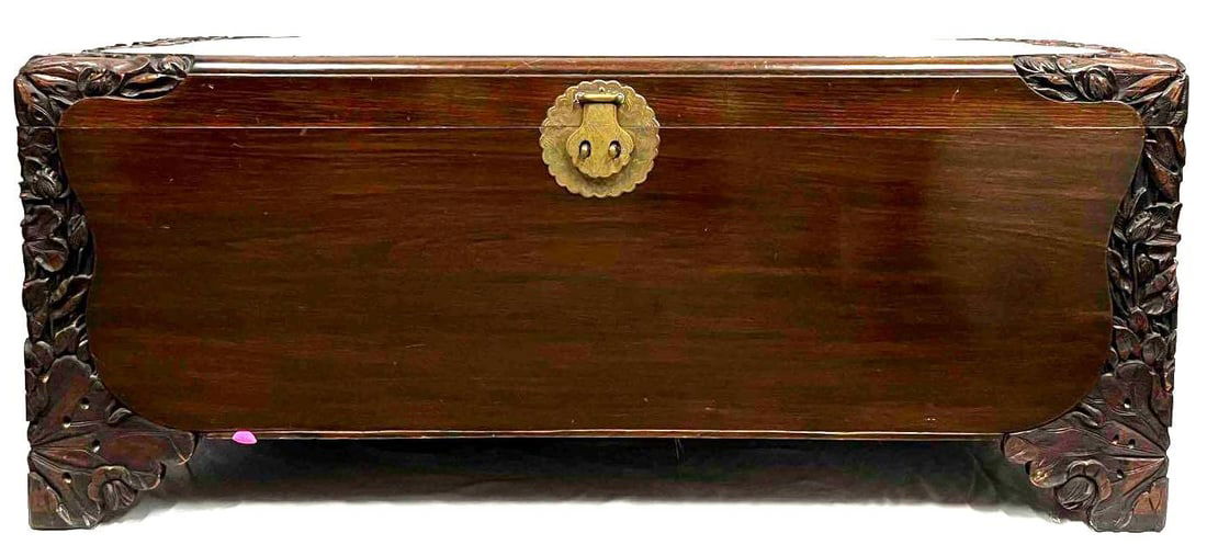 Ornate Chinese Hand Carved Teak Chest (1 of 14)