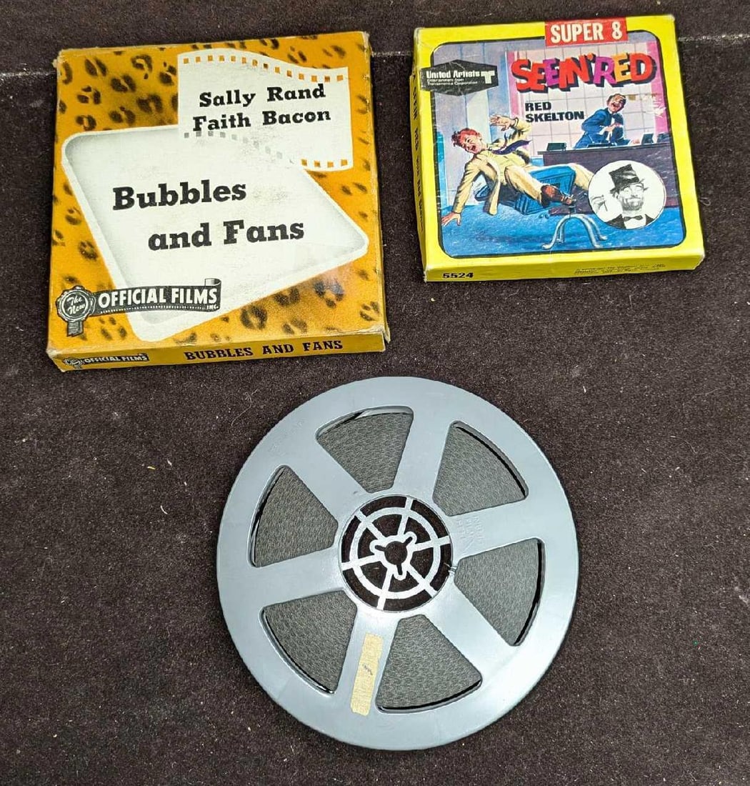 Vintage Movie Film Bubbles And Fans Seein' Red And Mystery: Vintage Movie Film Bubbles And Fans Seein' Red And Mystery. This lot includes: (1) Super 8 - Seein' Red With Red Skelton. This comes in the original box that is approx 4" x 1/2" x 4&#