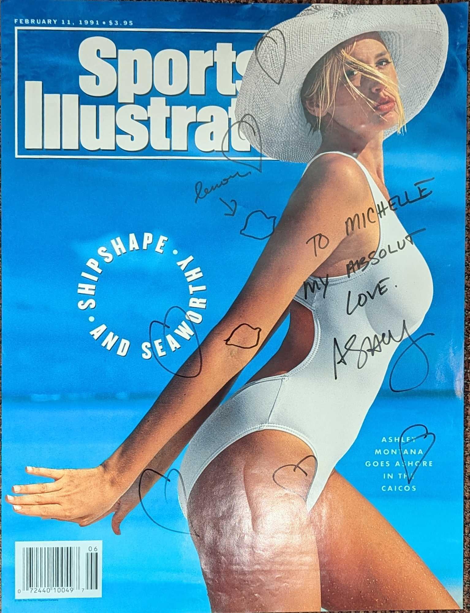 Signed Ashley Montana 1991 Sports Illustrated Poster: Signed Ashley Montana 1991 Sports Illustrated Poster. The poster is approx 21 1/2" x 28" and it weighs 0.10lb. The poster has some creases and folds due to storage. The poster was signed and