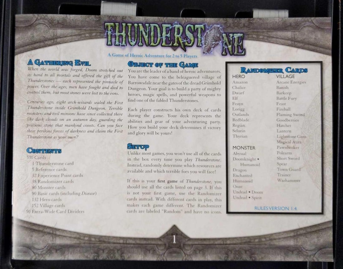 Thunderstone Fantasy Card Game In Box 2009 - 2