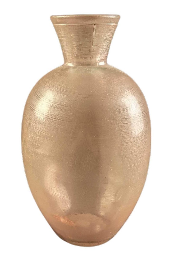 15" Decorative Spanish Glass Floor Vase: Decorative Spanish Glass Floor Vase. Maker and date of creation is unknown. The vase is approx 8" x 8" x 15" and it weighs 5.68lbs. The vase is in a good, unused condition with a bubble, scratch