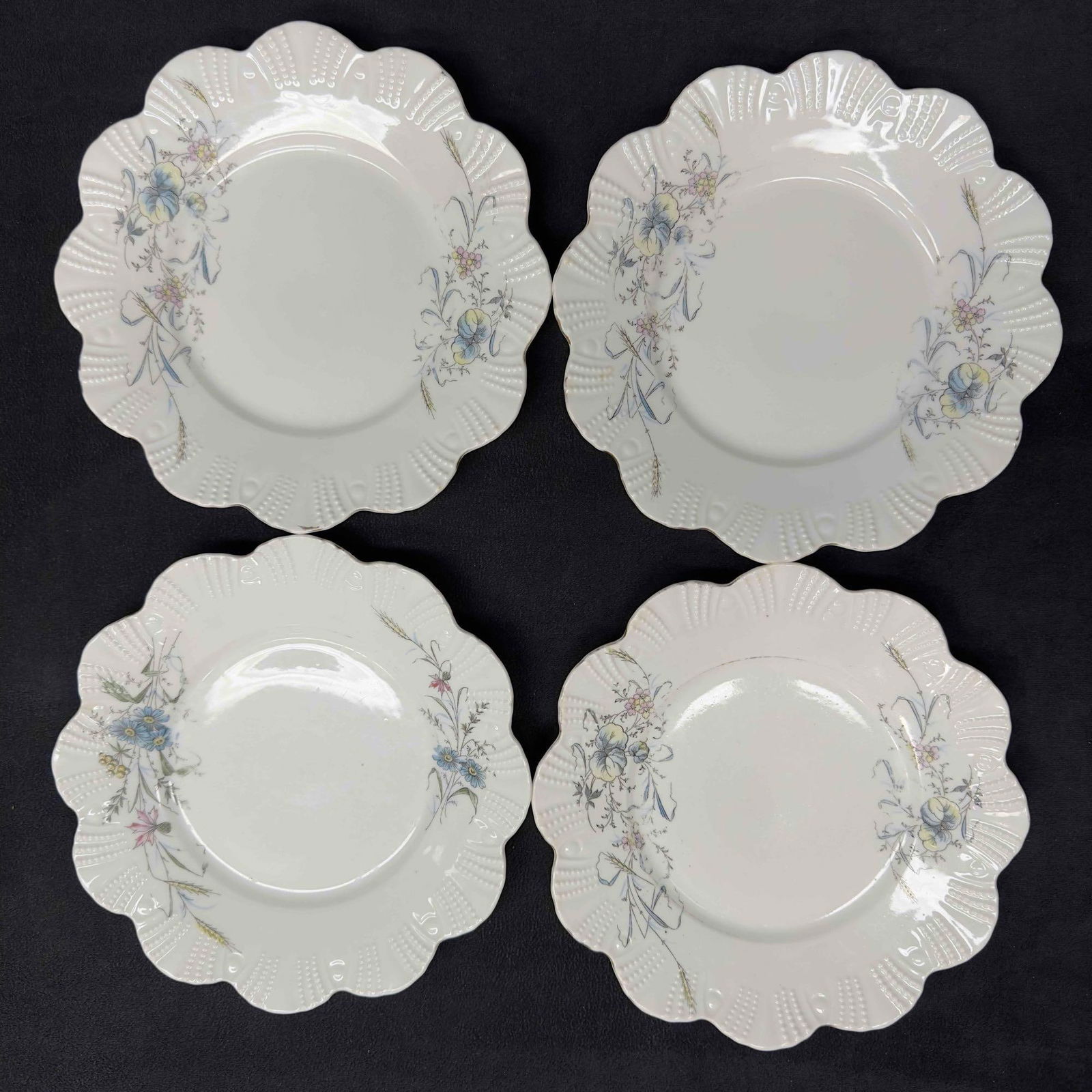 Milk White Floral Kitchenware Plates Set Four Salad Plate Lot (1 of 8)
