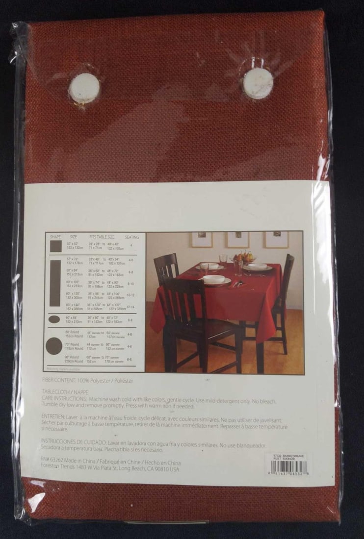 Basketweave Rust 60x84 Inch Oblong Tablecloth A - 3