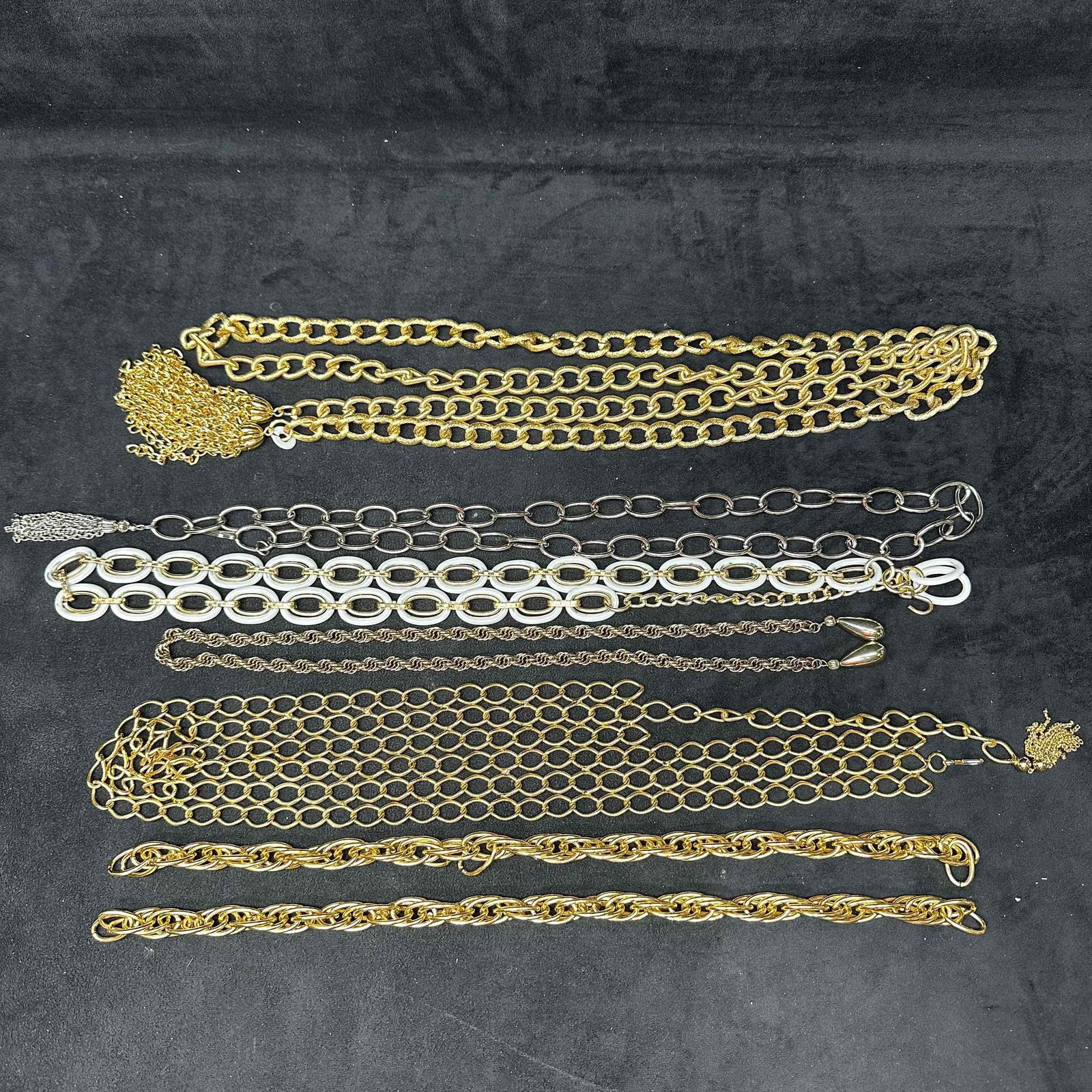 Costume Jewelry Chain Belts Lot Gold and Silver Tone Hip Belt Chains K21 (1 of 8)
