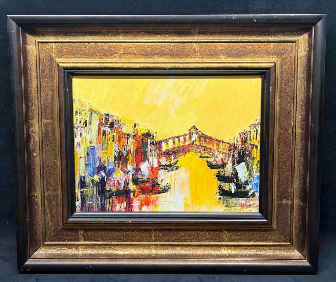 Framed & Signed Masri Hayssam Painting, Gouache On Board: This lot contains a Framed & Signed Masri Hayssam Painting, Gouache On Board. The frame is approx 24 1/4" x 2 1/4" x 20 1/4" while the board itself is approx 11 1/4" x 15 1/4". It weigh