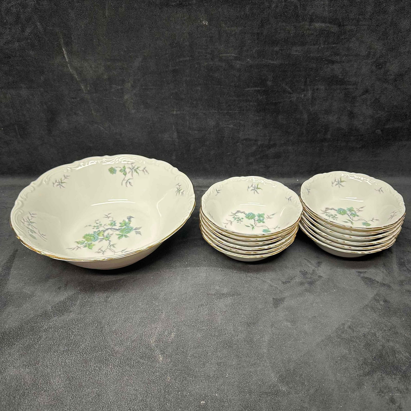Green Ming Mitterteich Bavaria Germany Bowl Set Large Serving and Small Bowls (1 of 4)