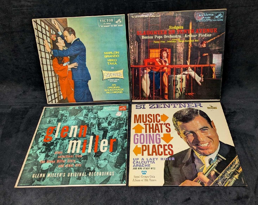 4 Glenn Miller Si Zentner Franz Waxman Boston Pops Orchestra LPs: 4 Glenn Miller Si Zentner Franz Waxman Boston Pops Orchestra LPs. This lot includes: (1) Glenn Miller And His Orchestra – Glenn Miller Plays Selections From "The Glenn Miller Story" And Oth
