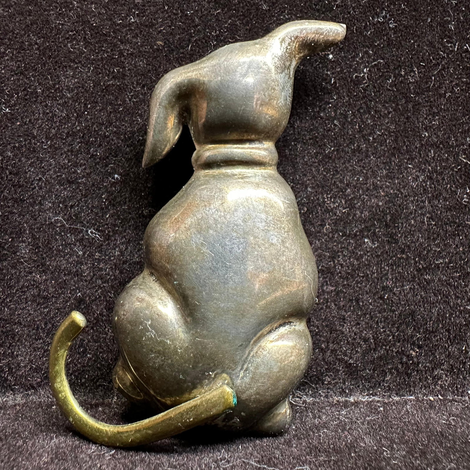 Mexico Laton Sterling Silver Two Tone Native Mexico Puppy Dog Brooch Articulated Tail (1 of 5)
