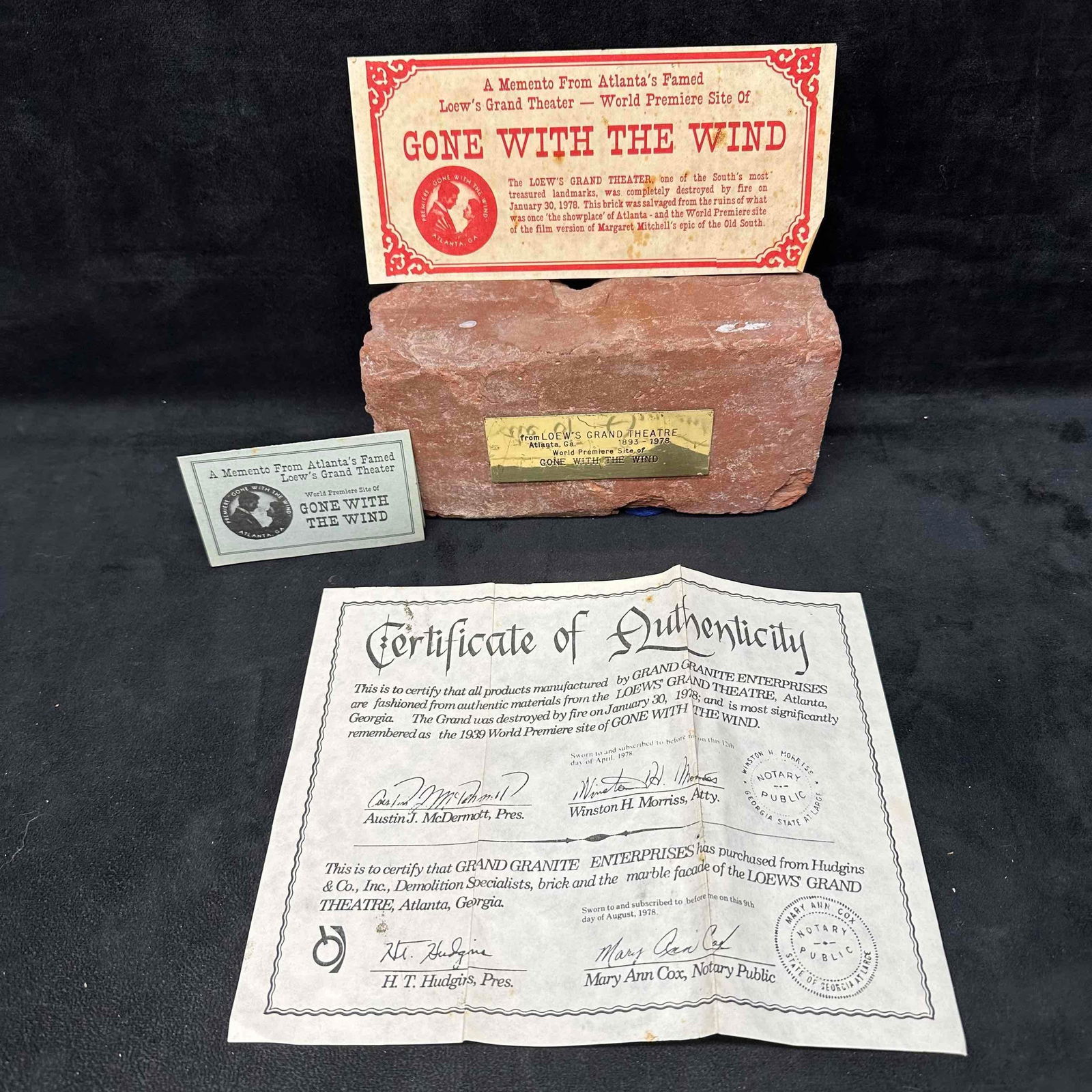 Loew's Grand Theater Atlanta GA Gone With the Wind Premier Brick (1 of 8)