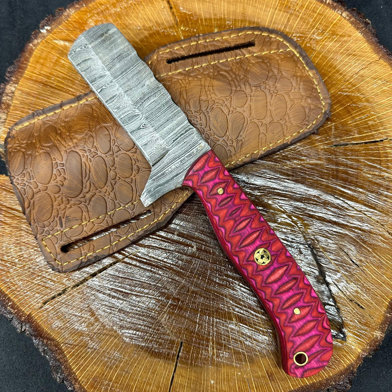 Pink and Red Colorway Handle MHS Cutlery Knife Cleaver Style Blade P98 (1 of 4)