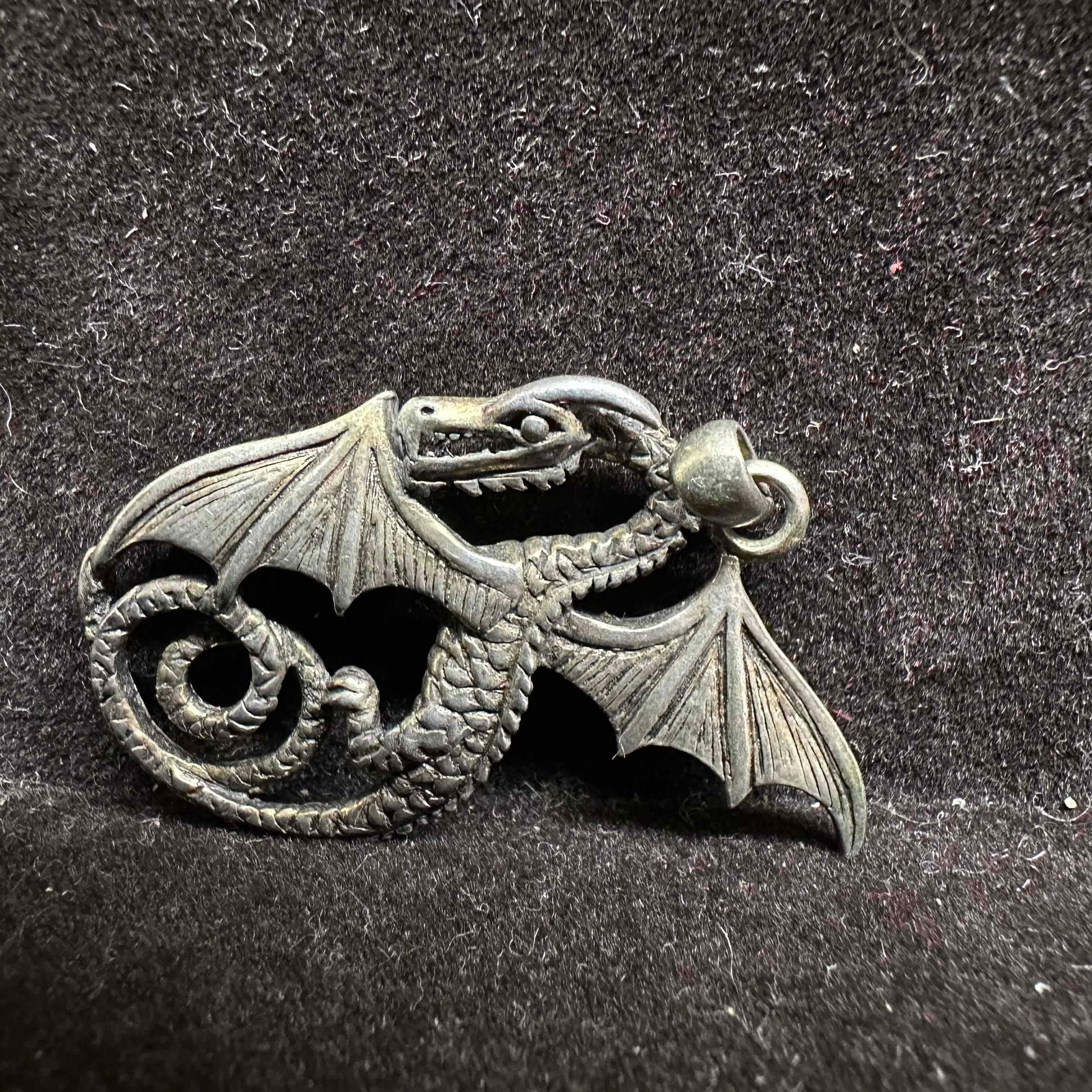 Sterling Silver Dragon Pendant G51: This item is in good pre-owned, previously used/displayed condition with noticeable light wear, and surface scratches. Please reference all photos for full details. This piece of jewelry has been