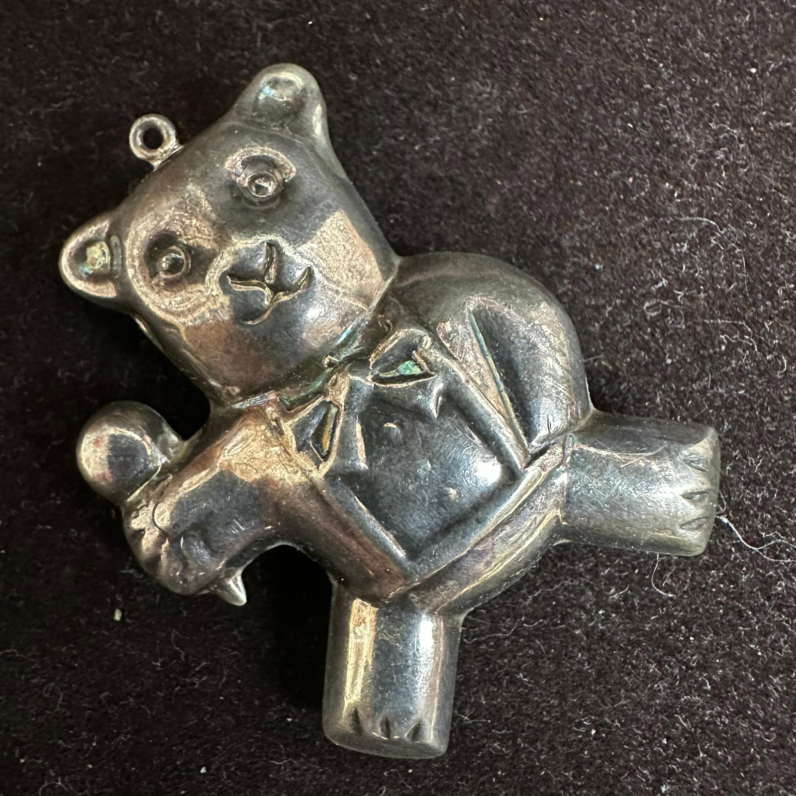 Teddy Bear Ornament Pendant Cast Hollow Silver Jewelry Piece (1 of 4)
