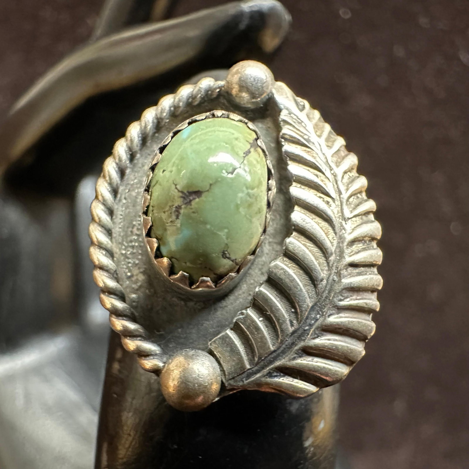 Native American Navajo Silver Turquoise Annie Becenti Ring: This item is in good pre-owned, previously used/displayed condition with noticeable light wear and surface scratches. Please reference all photos for full details. This piece of jewelry has been