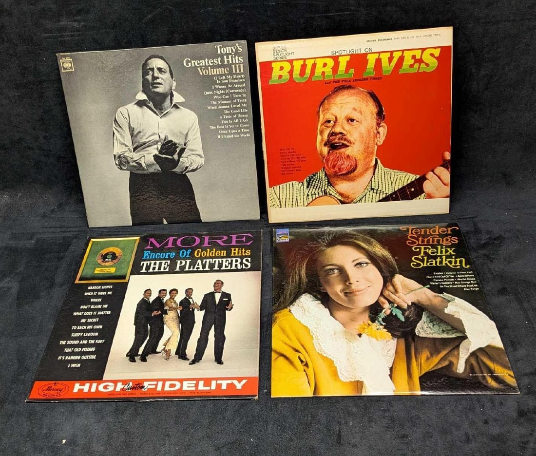 4 Burl Ives Tony Bennett Felix Slatkin The Platters LPs (1 of 10)