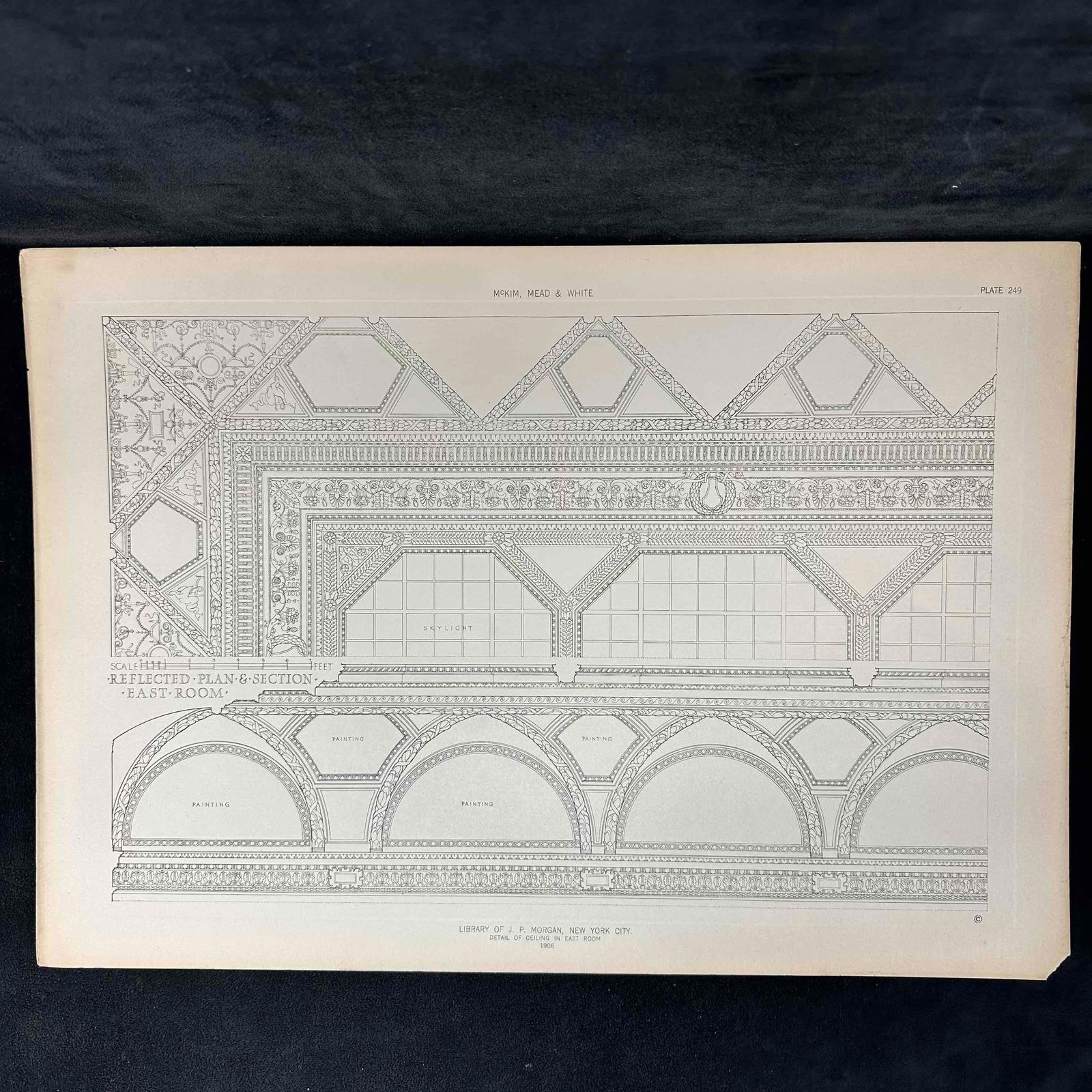 McKim Mead and White Library of J.P. Morgan NYC Architectural Print East Room Ceiling 1906 (1 of 7)