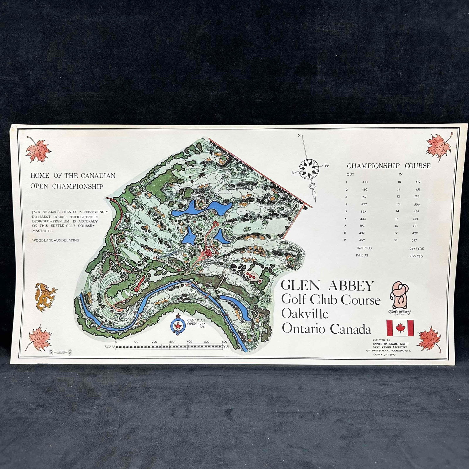 Glen Abbey Golf Club Course Map Canadian Open Championship James Paterson Izatt Print (1 of 6)