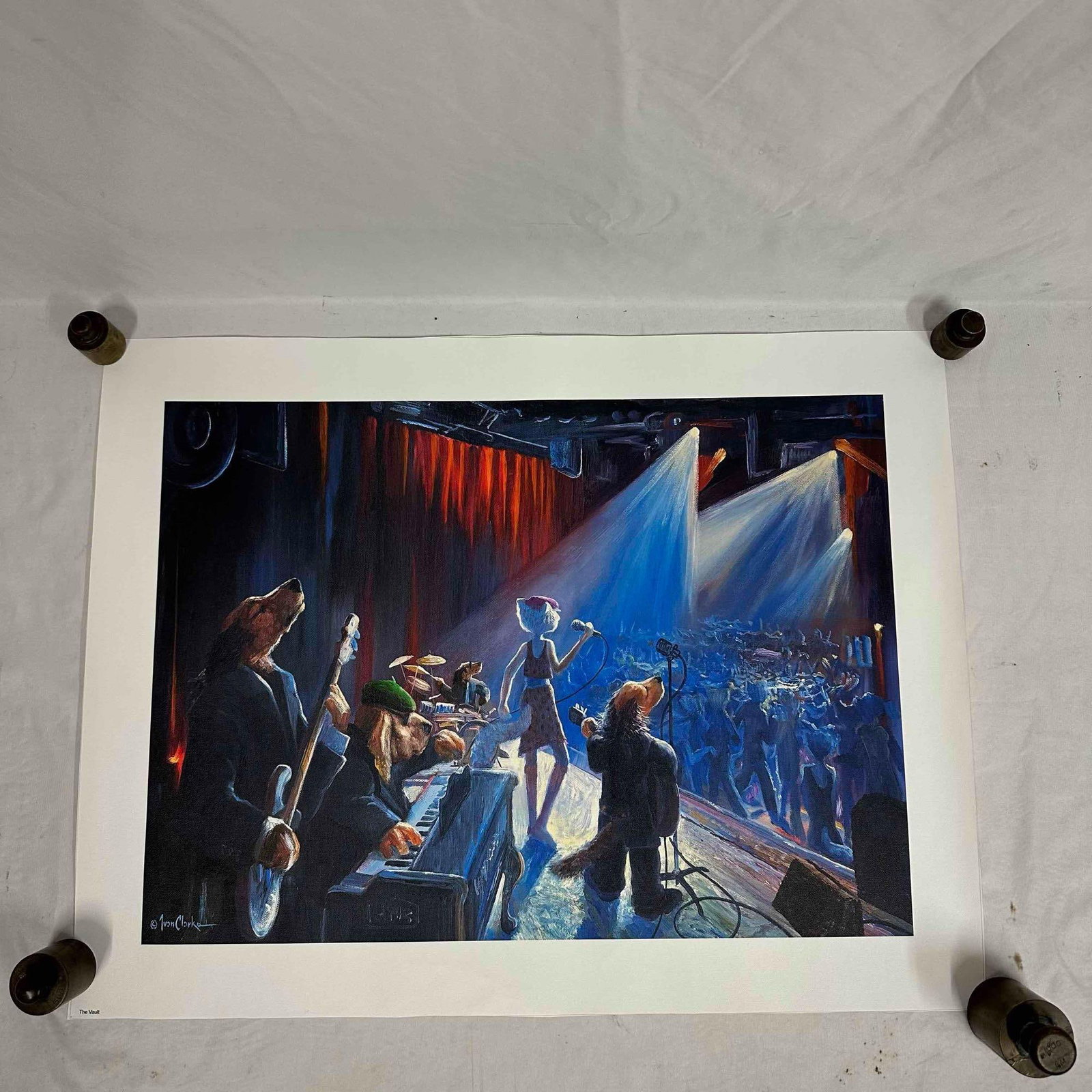 Ivan Clarke Lonely Dog Series The Vault Small Giclee on Canvas B: Ivan Clarke Lonely Dog Series The Vault Small Giclee on Canvas B. Giclee on canvas print titled The Vault by Ivan Clarke. This small (22" x 16") art piece is a high quality print after an orig