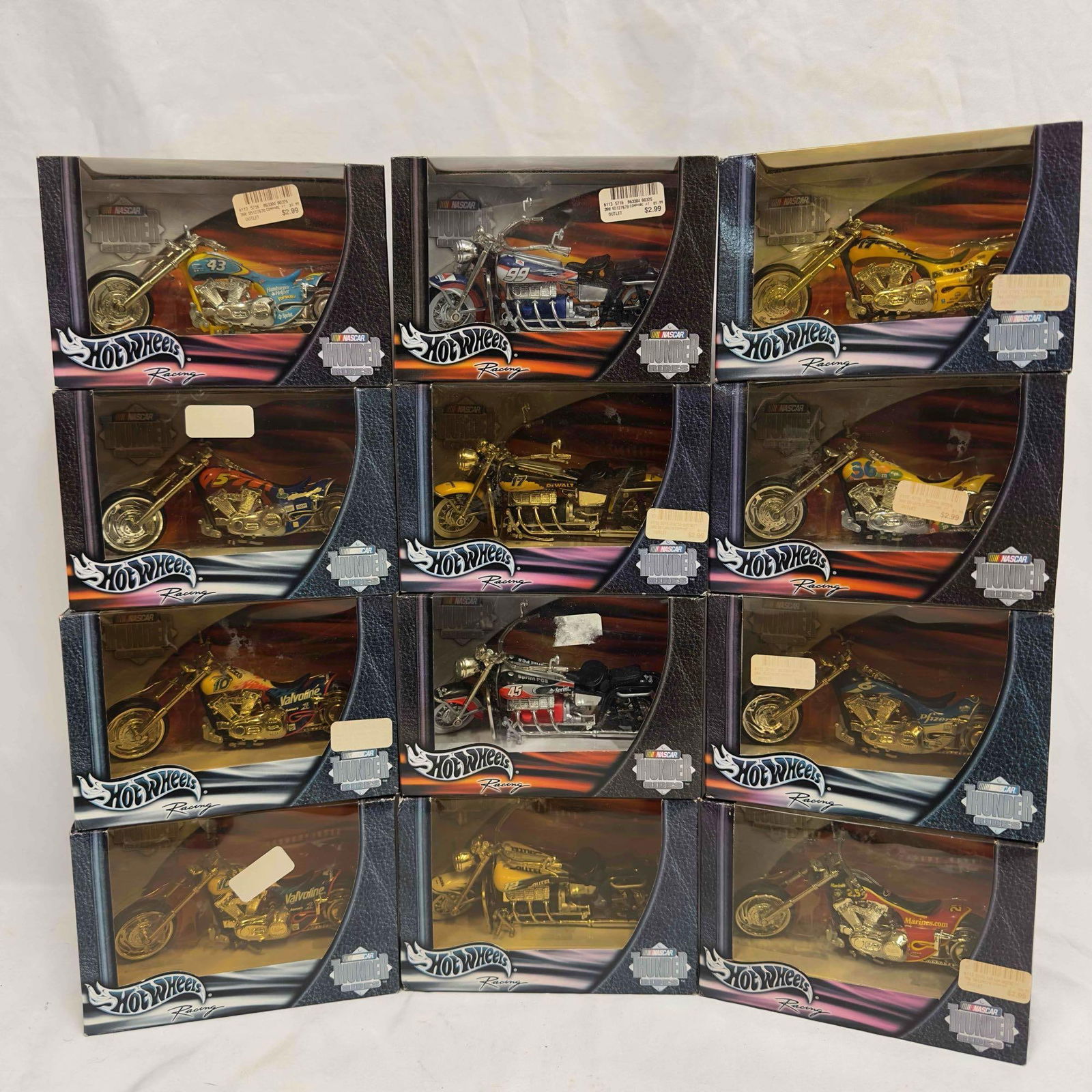 Hot Wheels NASCAR Thunder Rides Motorcycle Set Lot of Twelve 12 Motorcycles (1 of 9)
