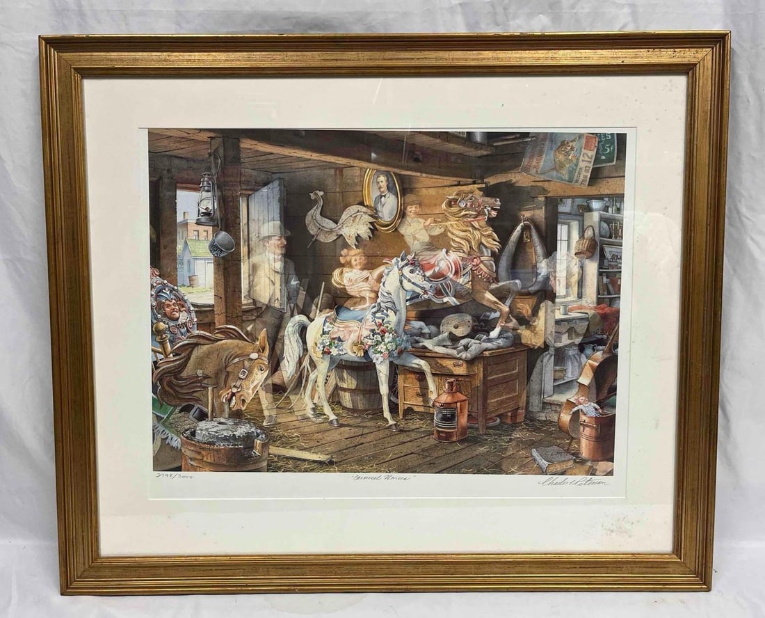 Framed And Signed Limited Edition Print Carousel Horse By Charles L. Peterson (1 of 9)