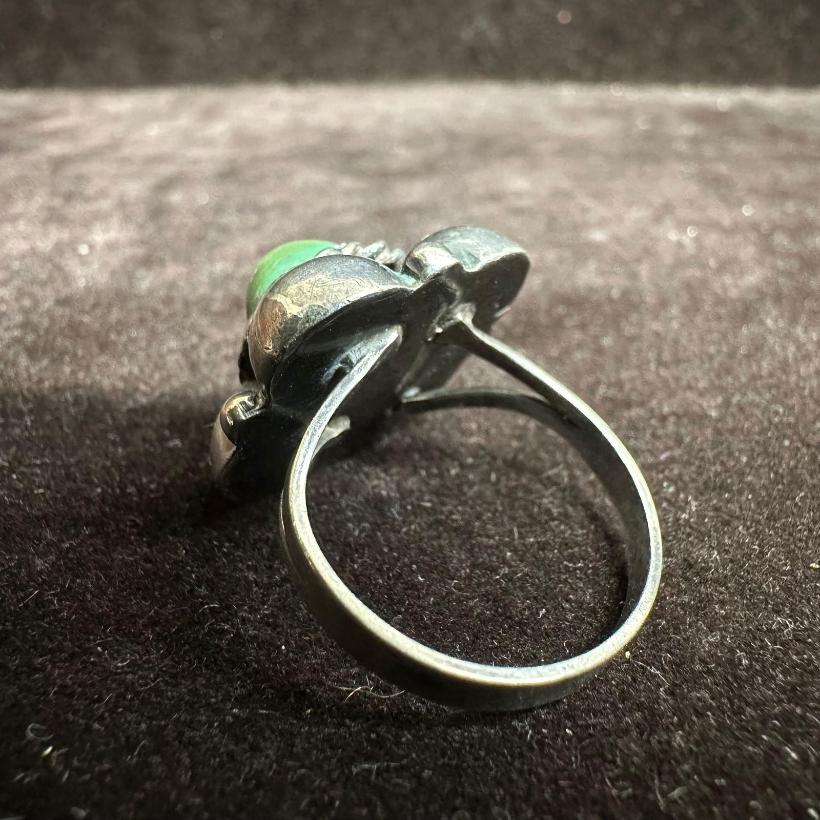 Green Stone Silver Ring Size 9.5 - 4
