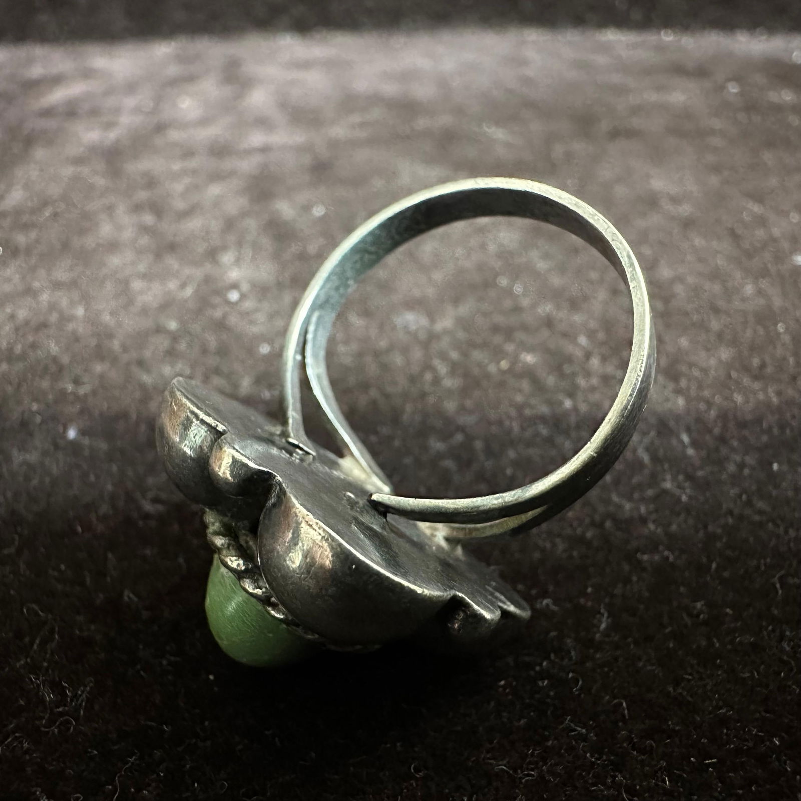Green Stone Silver Ring Size 9.5 - 5