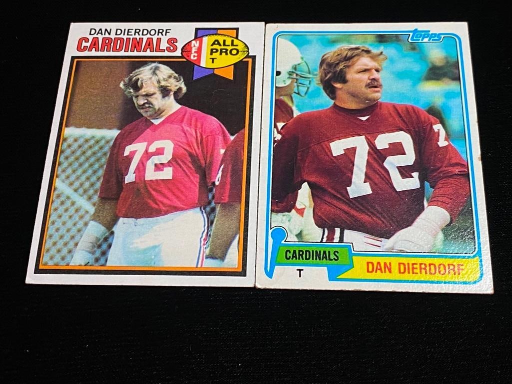 2 Dan Dierdorf Topps Cards: 2 Dan Dierdorf Topps Cards 2 Topps football cards, featuring the then St. Louis Cardinals tackle Dan Dierdorf from 1979 and 1981. The cards are in ungraded good condition, with no known major