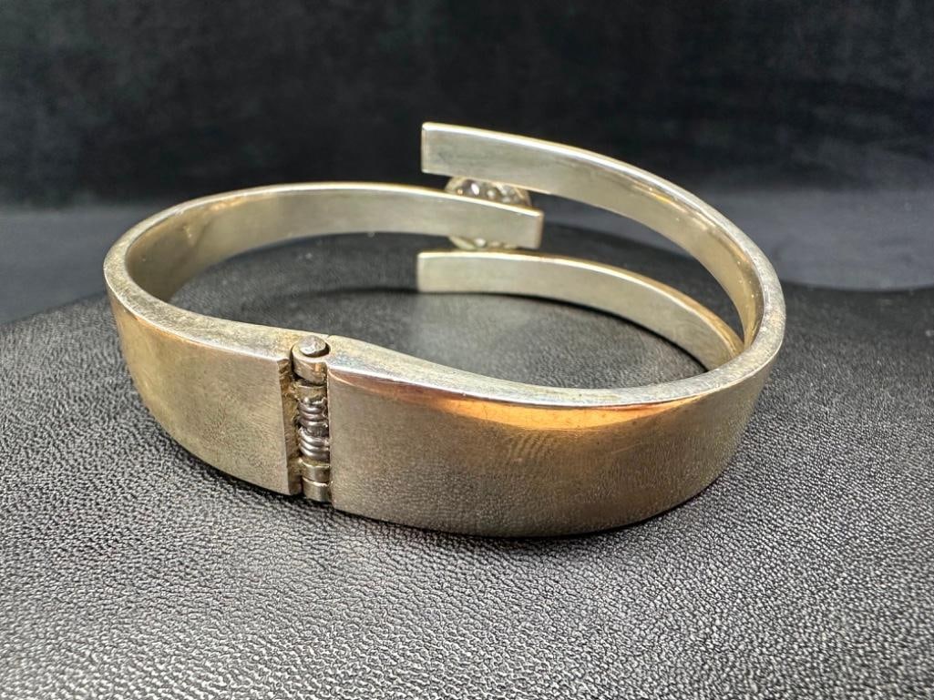 Sterling CZ Hinged Bangle - 4