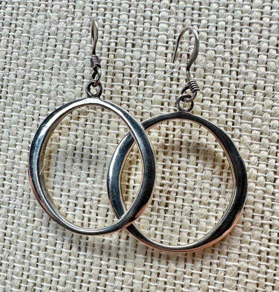 Sterling Silver Dangle Hoop Earrings (1 of 3)