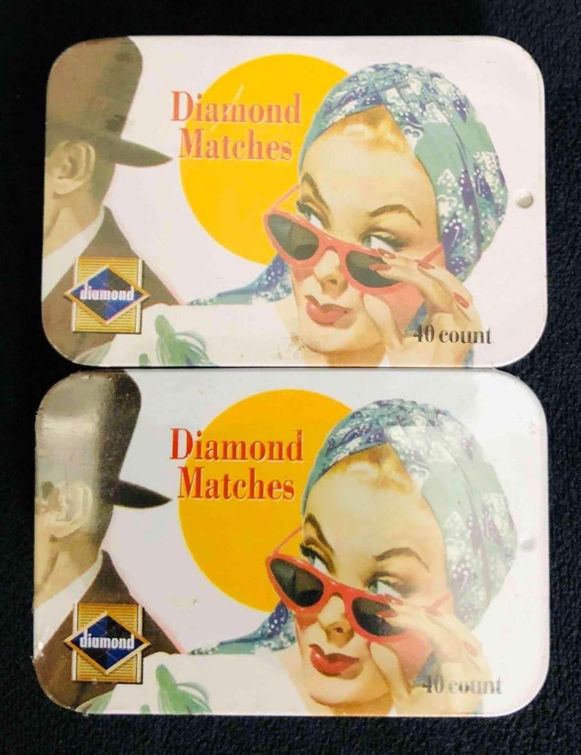 2 Sets Of Diamond Matches Tin Boxes (1 of 4)
