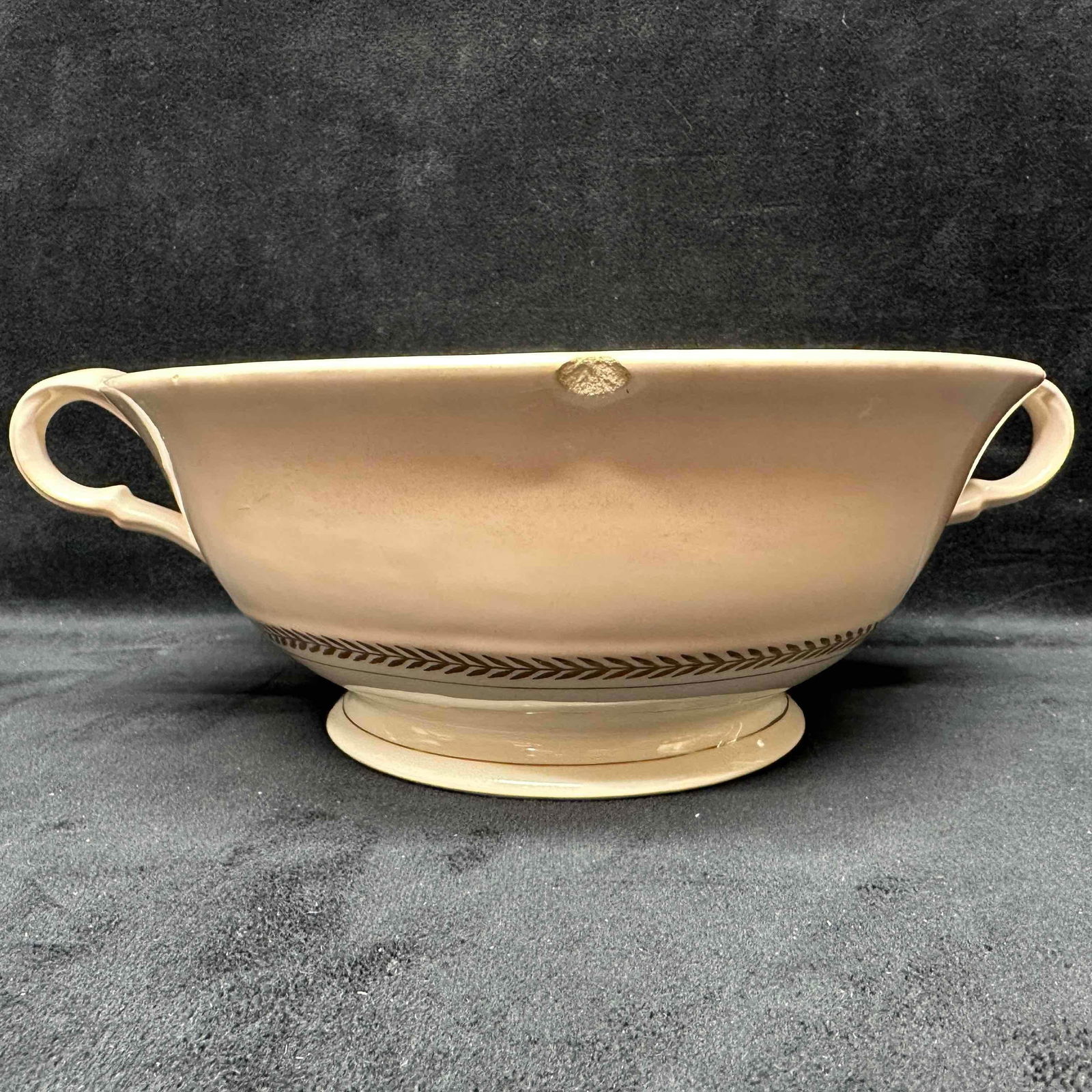 American Limoges Warranted 22K Gold Federal Coral Pink Bowl Candle Light Serving Dish (1 of 6)