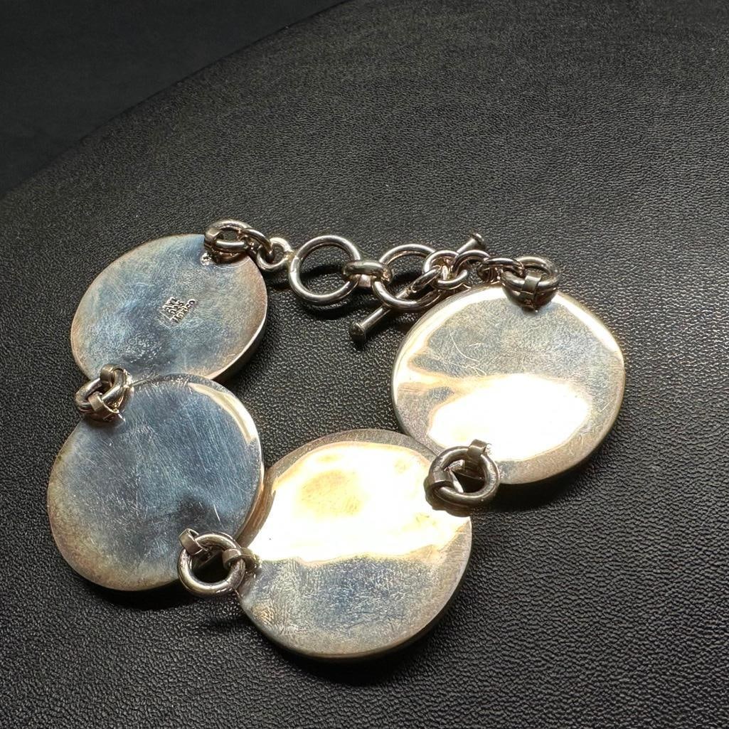 Sterling Large Flat Circle Link Bracelet - 2